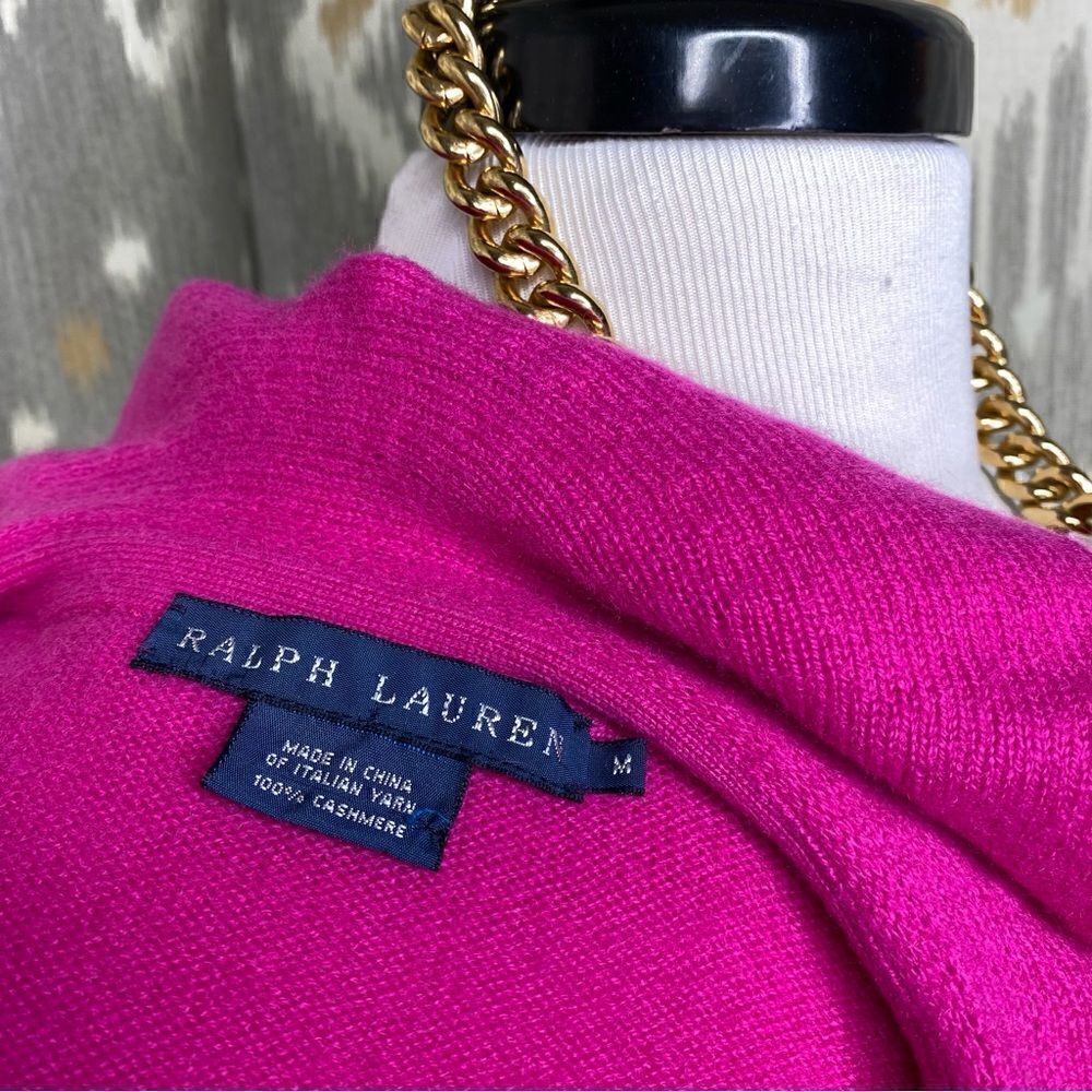 Ralph Lauren Blue Label Fuchsia Italian Cashmere Ruffle Front Cardigan Sweater - Picture 3 of 16